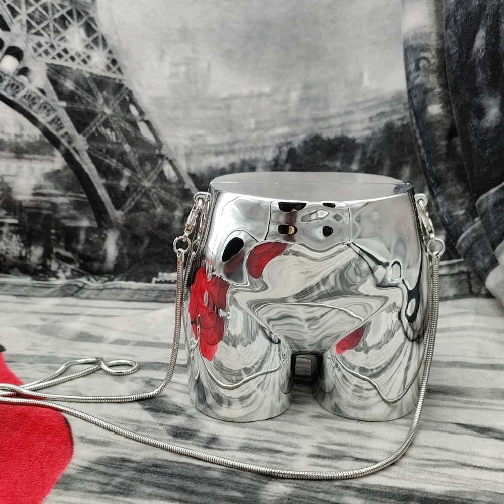 Silver Tone Butt Purse